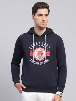 Rock.it - Men Printed Navy Blue Hooded Neck Full Sleeve Sweatshirt