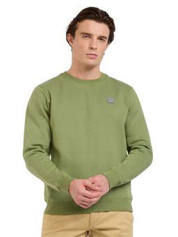 ColorPlus - Regular Fit Solid Medium Green Sweatshirt