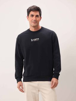 U.S. Polo Assn. Denim Co. - Printed Black Full Sleeves Round Neck Sweatshirt