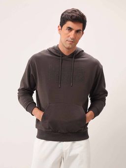 U.S. Polo Assn. Denim Co. - Printed Brown Full Sleeves Hooded Sweatshirt