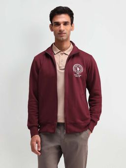 U.S. Polo Assn. Denim Co. - Solid/Plain Wine Full Sleeves High Neck Sweatshirt