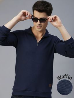 RIGO - Navy Blue Polyester Full Sleeves T-Shirt