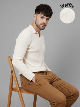 RIGO - White Polyester Full Sleeves Polo T-Shirt