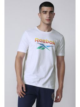Reebok - Men White Text Logo T-shirt