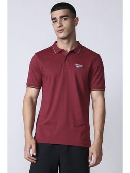 Reebok - Men Maroon Solid Polo T-shirt