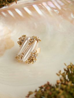 House of D'oro - Modern Contemporary Pearl Drop Ring