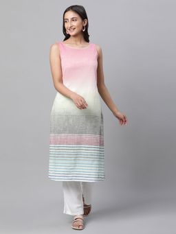 Aurelia - Women Multi-Color Colorblock Sleeveless Round Neck Kurta