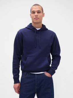GAP - Men Navy Blue Solid/Plain Cotton Blend Sweatshirt