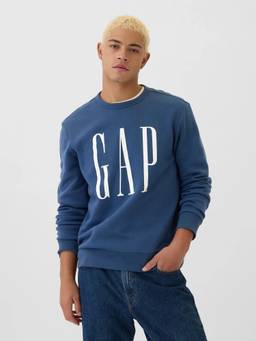GAP - Men Blue Solid/Plain Cotton Blend Sweatshirt