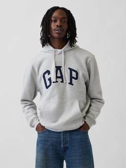 GAP - Men Grey Solid/Plain Cotton Blend Hoodie
