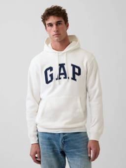 GAP - Men Off White Graphic Cotton Blend Hoodie