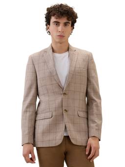 ColorPlus - Men Brown Checks Polyester Blend Blazer