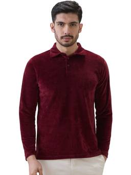 ColorPlus - Men Maroon Solid/Plain Pure Cotton Polo T-Shirt