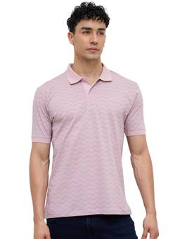 ColorPlus - Men Lavender Printed Pure Cotton Polo T-Shirt