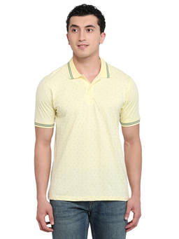 ColorPlus - Men Yellow Printed Pure Cotton Polo T-Shirt
