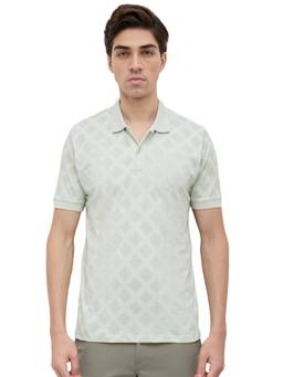 ColorPlus - Men Green Printed Pure Cotton Polo T-Shirt