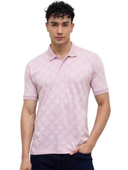 ColorPlus - Men Lavender Printed Pure Cotton Polo T-Shirt