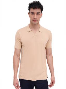 ColorPlus - Men Brown Textured Pure Cotton Polo T-Shirt