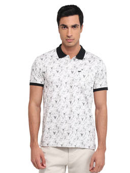 Park Avenue - Men Grey Printed Pure Cotton Polo T-Shirt