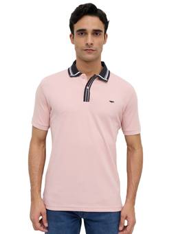 Park Avenue - Men Pink Solid/Plain Cotton Blend Polo T-Shirt