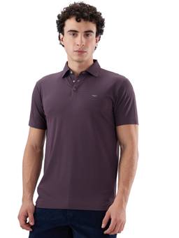 Park Avenue - Men Maroon Self Design Nylon Elastane Polo T-Shirt