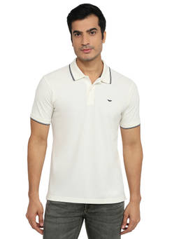 Park Avenue - Men Yellow Solid/Plain Cotton Blend Polo T-Shirt