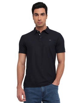 Park Avenue - Men Blue Solid/Plain Polyester Polo T-Shirt
