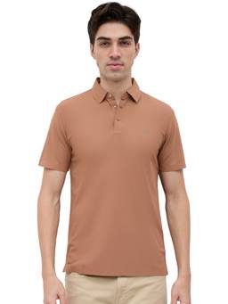 Park Avenue - Men Brown Solid/Plain Polyester Polo T-Shirt