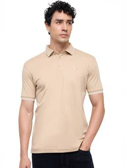 Park Avenue - Men Brown Solid/Plain Pure Cotton Polo T-Shirt