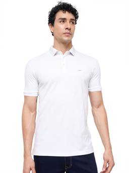 Park Avenue - Men White Solid/Plain Pure Cotton Polo T-Shirt