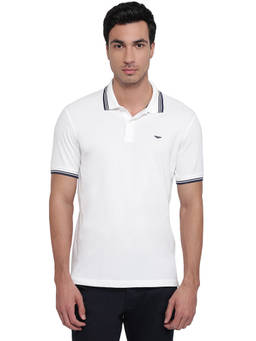 Park Avenue - Men White Solid/Plain Pure Cotton Polo T-Shirt