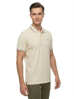 Park Avenue - Men Beige Solid/Plain Pure Cotton Polo T-Shirt