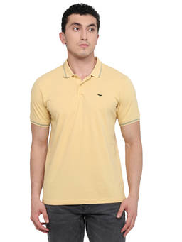 Park Avenue - Men Yellow Solid/Plain Pure Cotton Polo T-Shirt