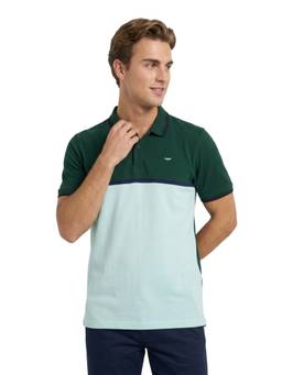 Park Avenue - Men Green Colorblock Pure Cotton Polo T-Shirt