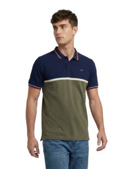 Park Avenue - Men Green Colorblock Pure Cotton Polo T-Shirt