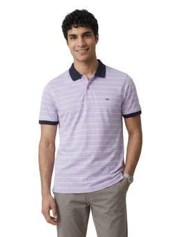 Park Avenue - Men Lavender Stripes Pure Cotton Polo T-Shirt