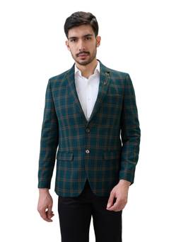 Park Avenue - Men Green Checks Polyester Blend Blazer