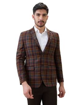 Park Avenue - Men Grey Checks Polyester Blend Blazer