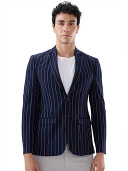 Park Avenue - Men Blue Stripes Terry Blazer