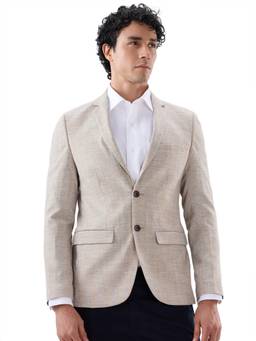 Park Avenue - Men Brown Stripes Terry Rayon Blend Blazer