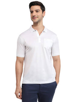 Park Avenue - Men White Solid/Plain Pure Cotton Polo T-Shirt
