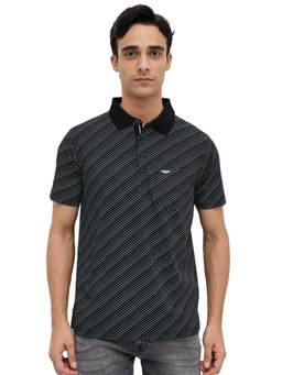 Park Avenue - Men Black Printed Pure Cotton Polo T-Shirt