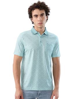 Park Avenue - Men Green Printed Pure Cotton Polo T-Shirt