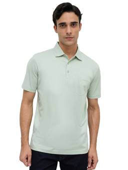 Park Avenue - Men Green Solid/Plain Pure Cotton Polo T-Shirt