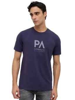 Park Avenue - Men Purple Printed Cotton Blend T-Shirt