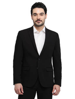 Raymond - Men Black Solid/Plain Terry Blazer