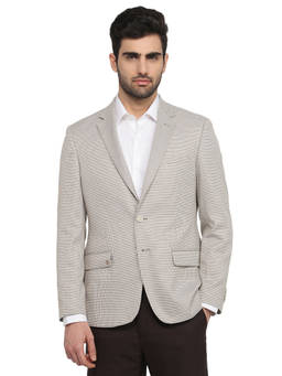 Raymond - Men Brown Self Design Polyester Blend Blazer