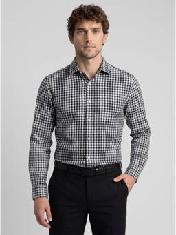 Reid & Taylor - Men Black Checks Pure Cotton Shirt
