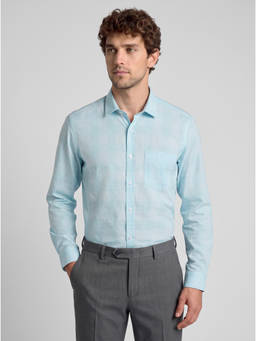 Reid & Taylor - Men Green Checks Pure Cotton Shirt