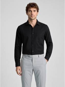 Reid & Taylor - Men Black Solid/Plain Cotton Linen Shirt